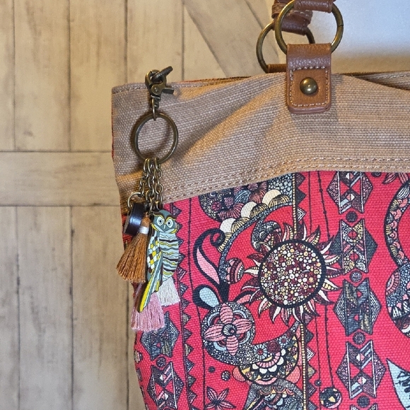 Sakroots Red and Tan Floral Tote Bag - Picture 2 of 13
